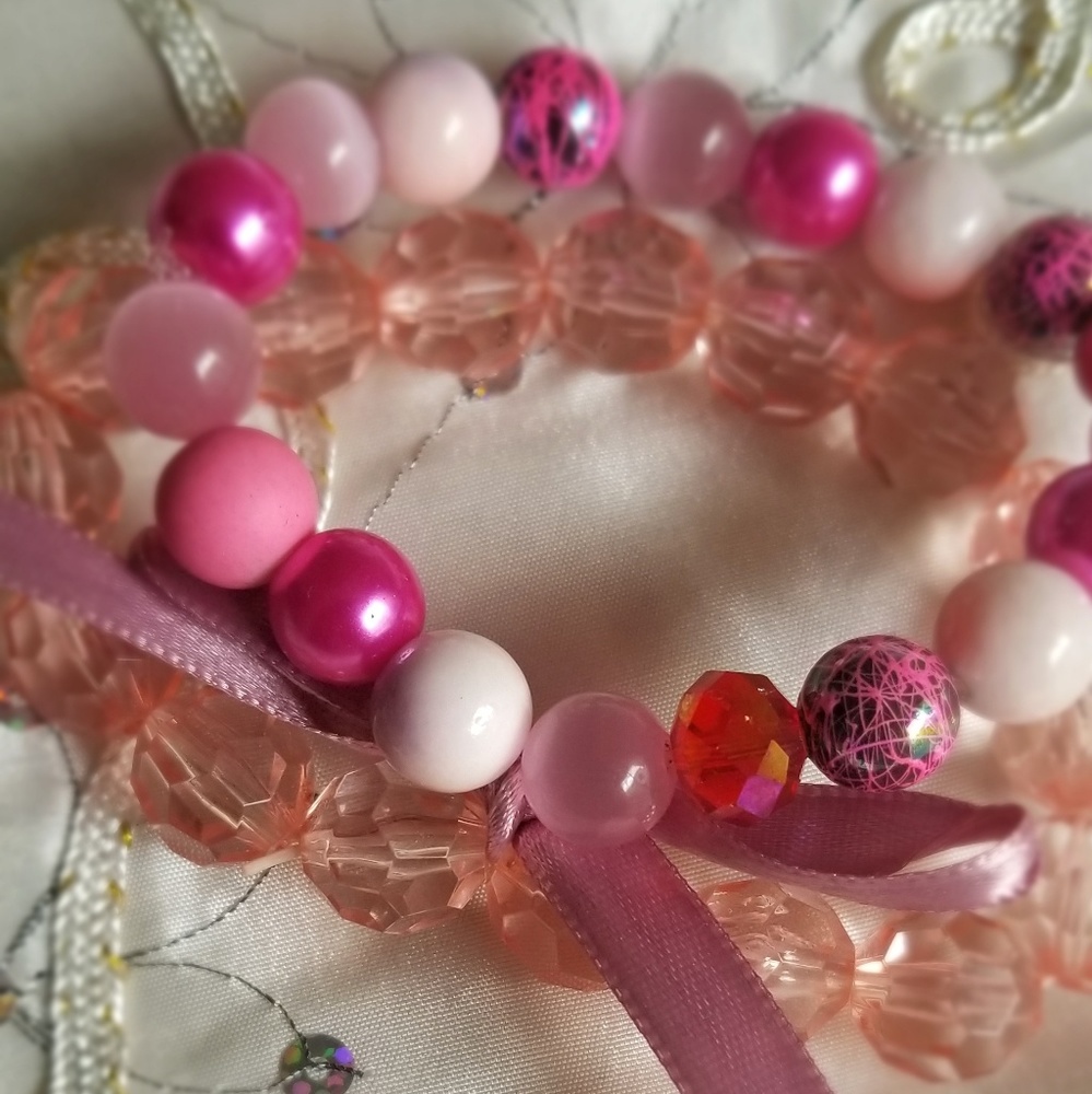 Pink Beaded Arm Candy